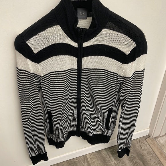 Mens Vintage A/X armani zip up stripe sweater S